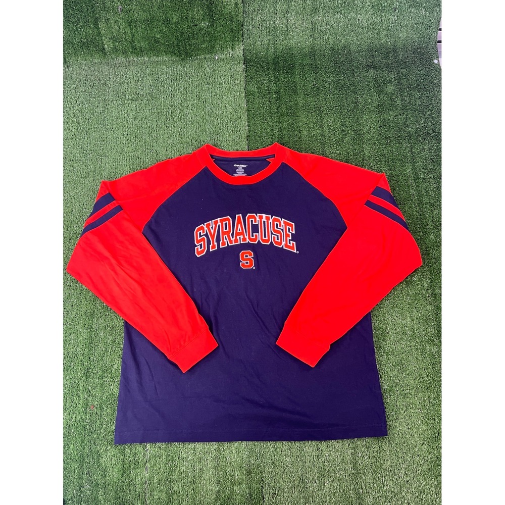 Pro Edge Syracuse University Mens Large Navy Orange Raglan Long Sleeve T-Shirt